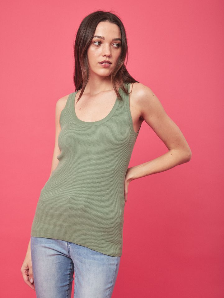 גופיה סריג PROMO בצבע ירוק גולברי