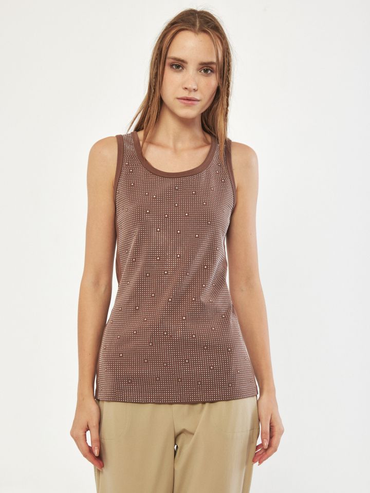 גופיה יהלומים PROMO בצבע חום בהיר