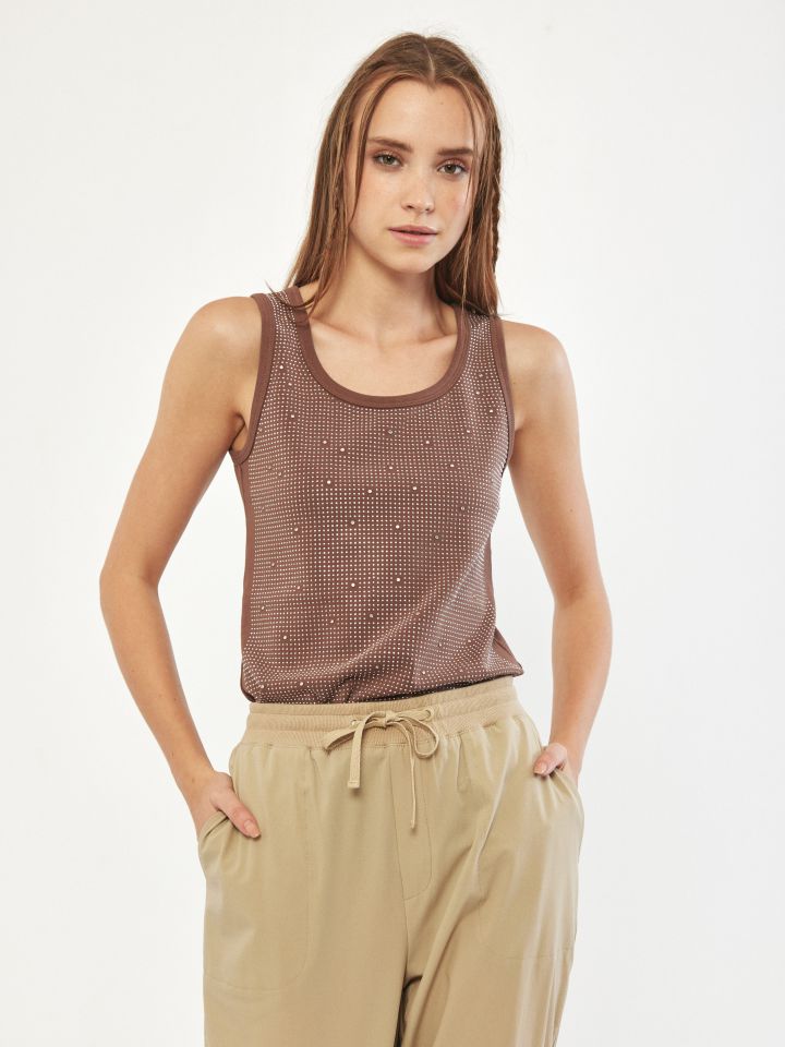 גופיה יהלומים PROMO בצבע חום בהיר