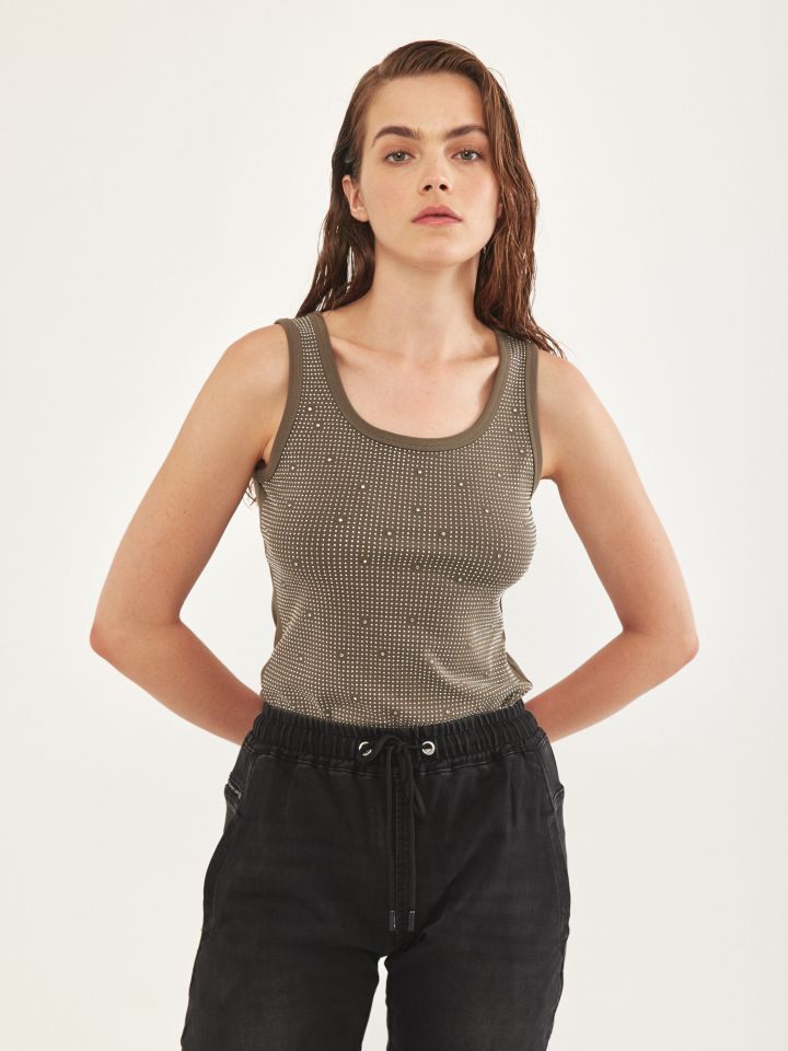 גופיה יהלומים PROMO בצבע זית