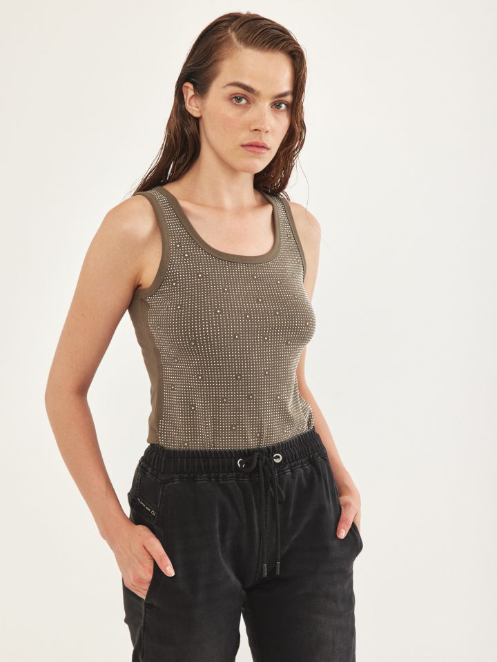 גופיה יהלומים PROMO בצבע זית