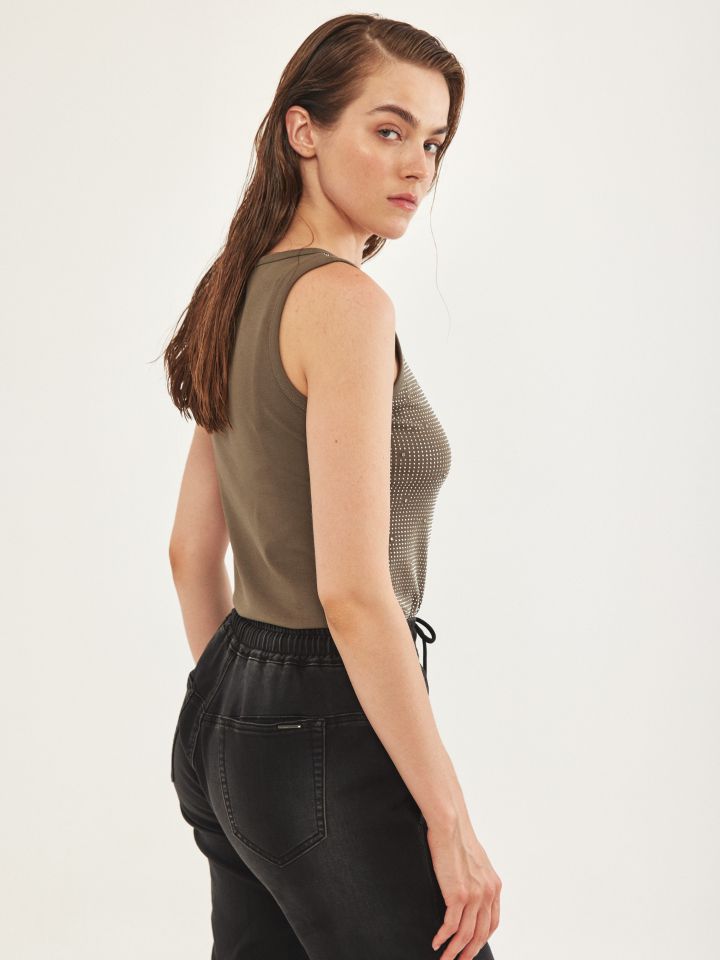 גופיה יהלומים PROMO בצבע זית