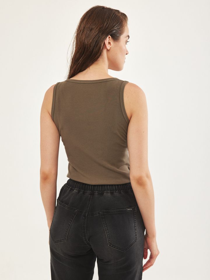 גופיה יהלומים PROMO בצבע זית