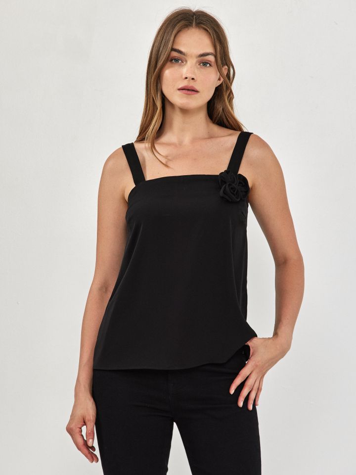 גופיה שושנים בצבע שחור