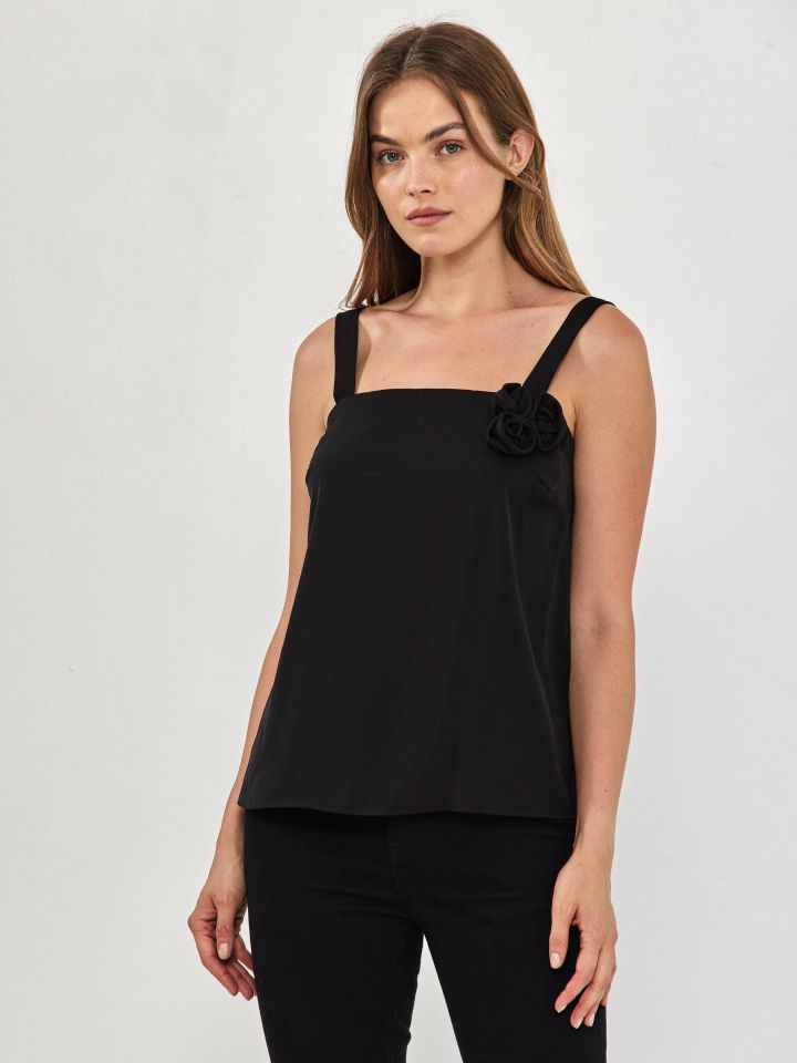 גופיה שושנים בצבע שחור