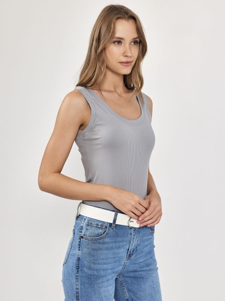 גופיה ריפס PROMO בצבע אפור כסף