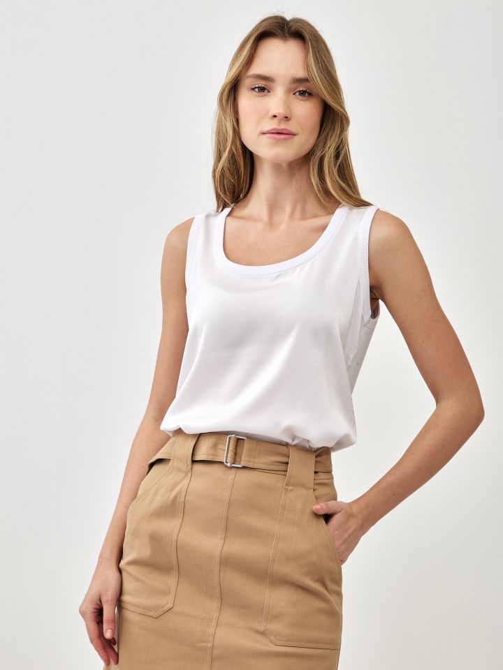 גופיה פרונט סטן PROMO בצבע לבן