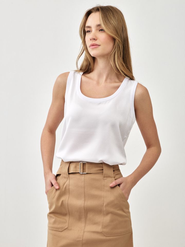 גופיה פרונט סטן PROMO בצבע לבן