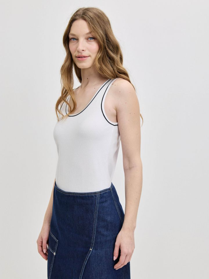 גופיה ריב פספול PROMO בצבע לבן