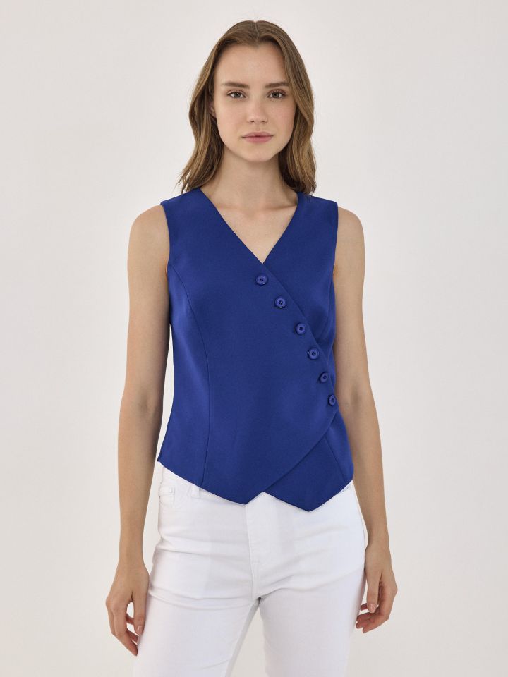 ו’סט כפתורים באלכסון בצבע כחול