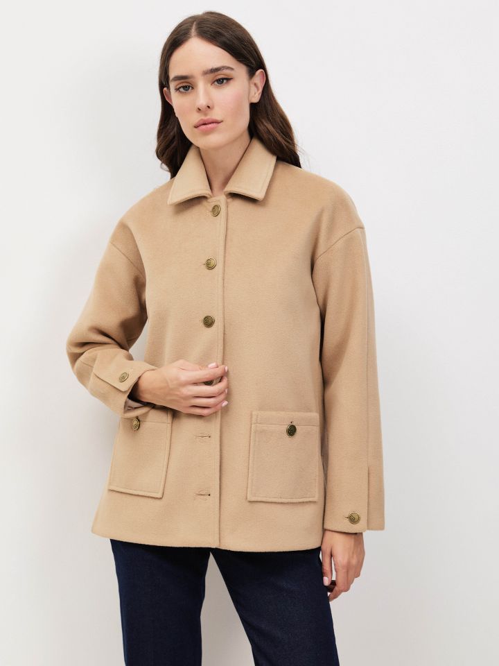 מעיל מראה צמר PARIS בצבע קאמל