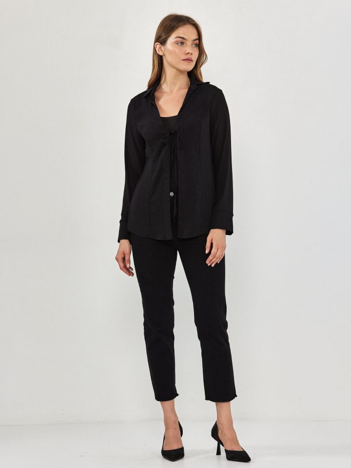 עליונית קשירה בצבע שחור