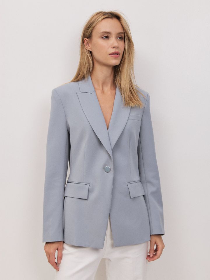 ג’קט כפתור PROMO בצבע אפור כסף