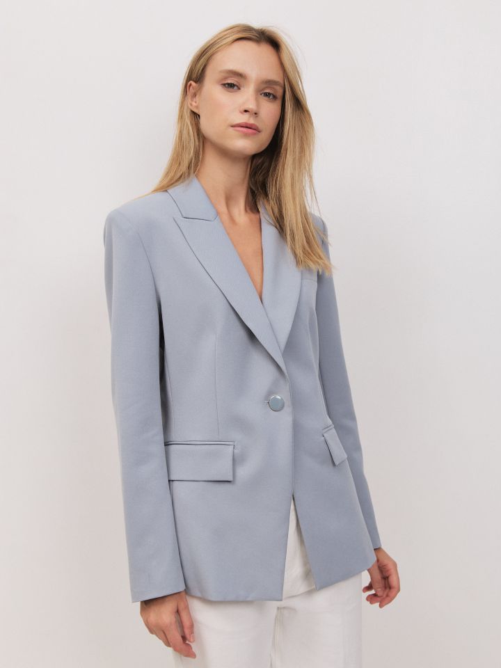 ג’קט כפתור PROMO בצבע אפור כסף