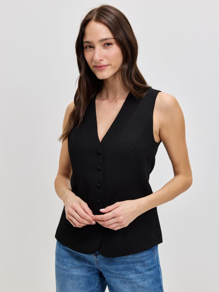 וסט V כפתורים PROMO בצבע שחור