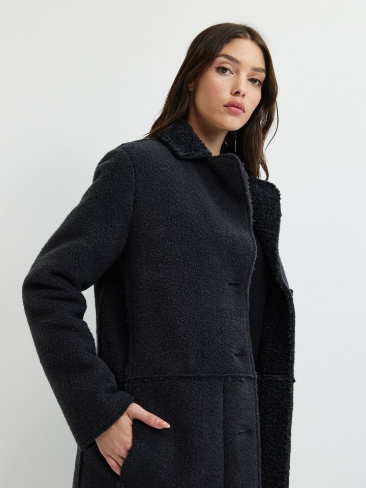 מעיל מראה צמר בצבע אפור מרנגו