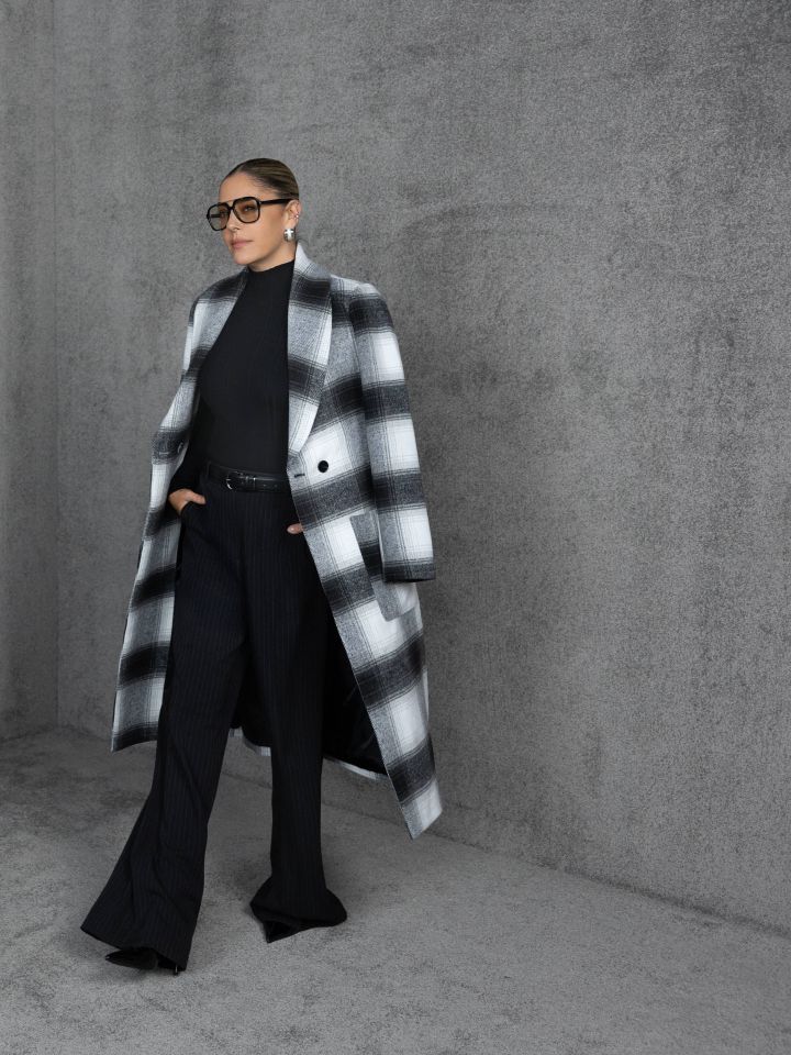 מעיל מראה צמר TIE DYE בצבע אפור כסף