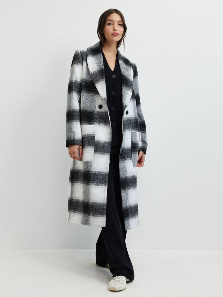 מעיל מראה צמר TIE DYE בצבע אפור כסף