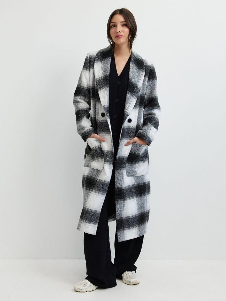 מעיל מראה צמר TIE DYE בצבע אפור כסף