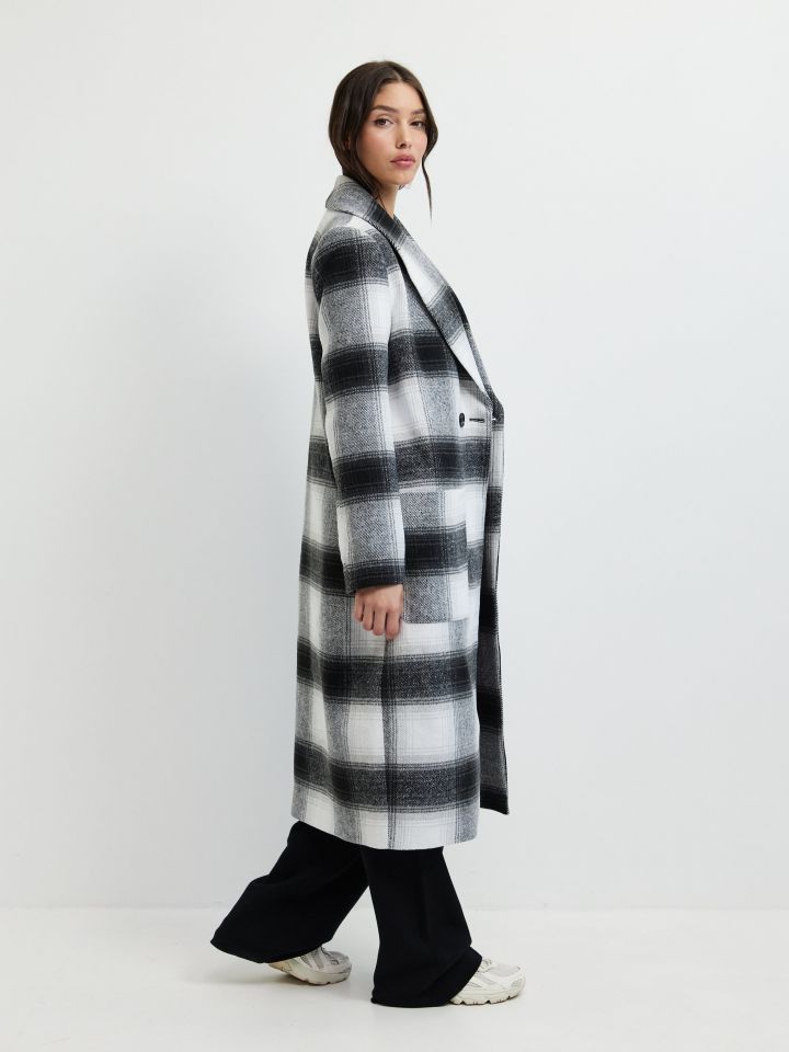 מעיל מראה צמר TIE DYE בצבע אפור כסף