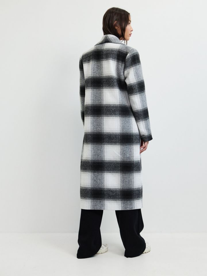 מעיל מראה צמר TIE DYE בצבע אפור כסף