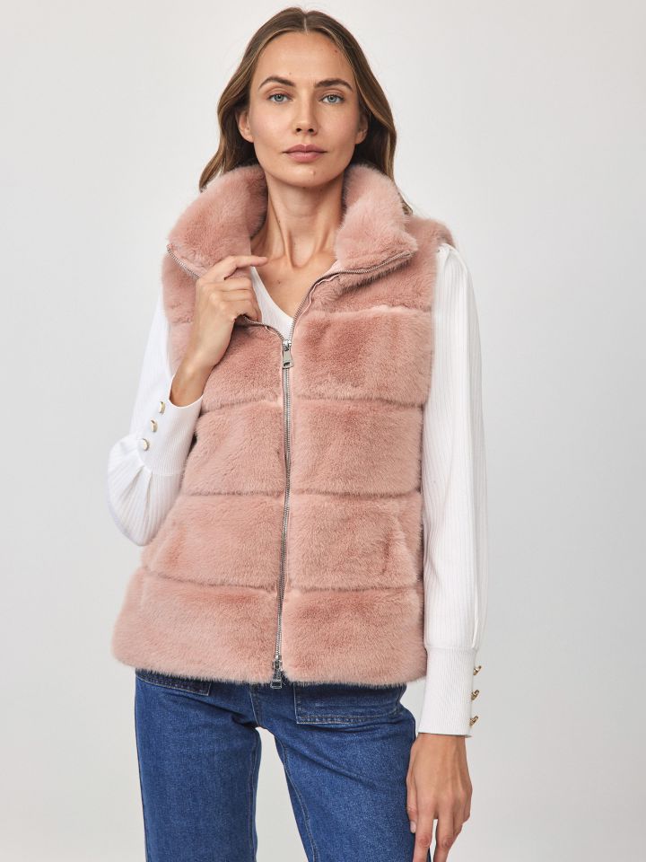 וסט דמוי פרווה  ROMI PROMO בצבע ורוד עתיק