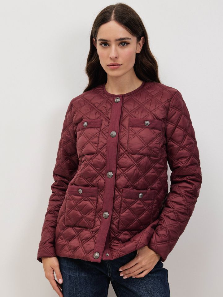 מעיל כיסים וכפתורים PROMO בצבע בורדו