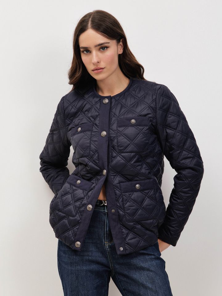 מעיל כיסים וכפתורים PROMO בצבע נייבי