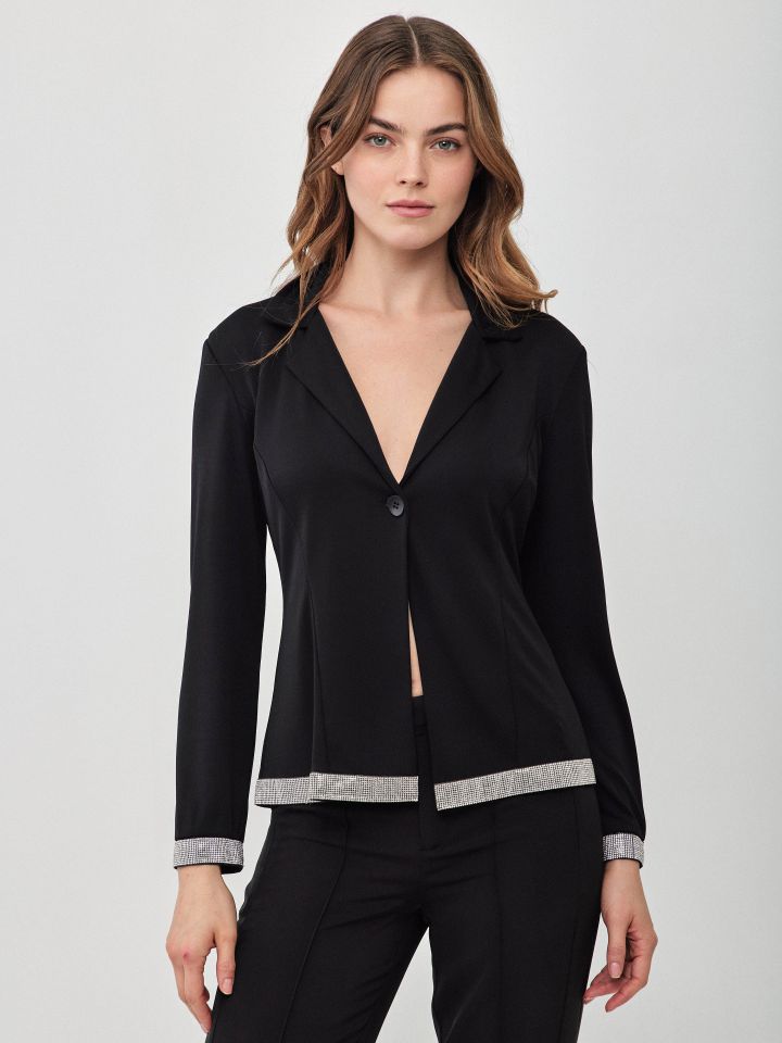 עליונית אמזון דמוי יהלומים + כפתור בצבע שחור לורקס