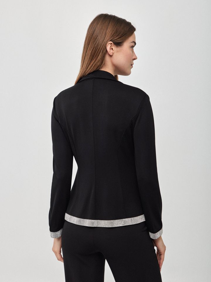 עליונית אמזון דמוי יהלומים + כפתור בצבע שחור לורקס