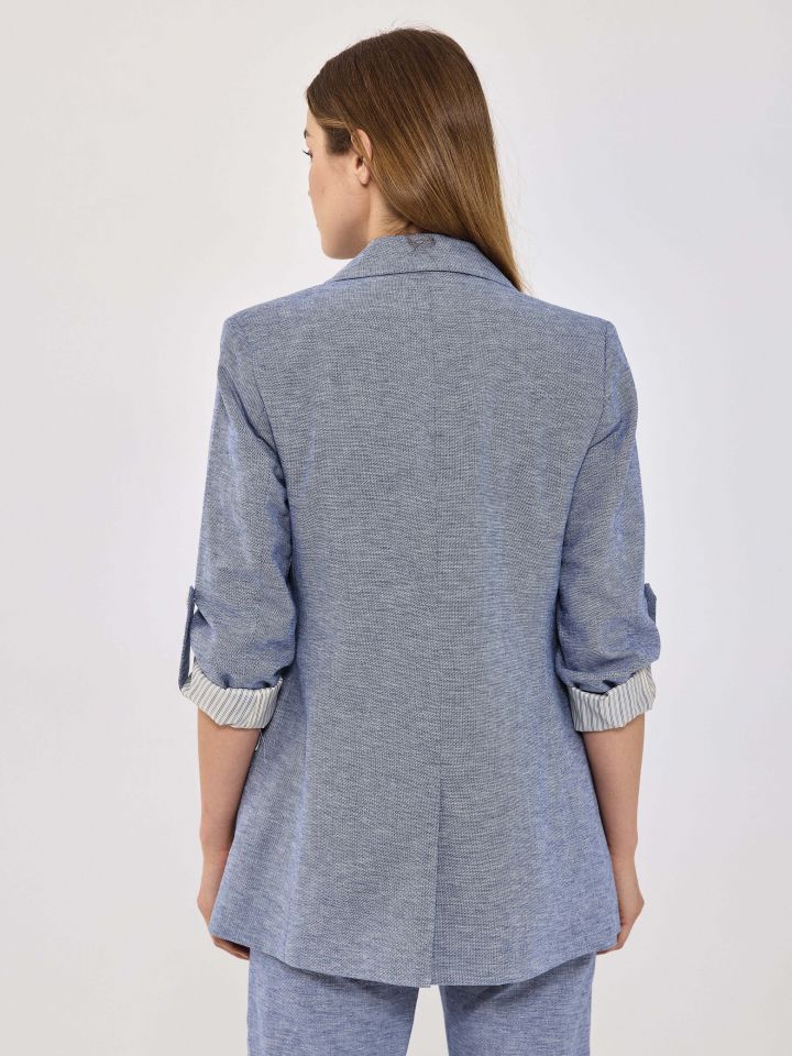 ג’קט פישתן BLUE בצבע כחול מעושן