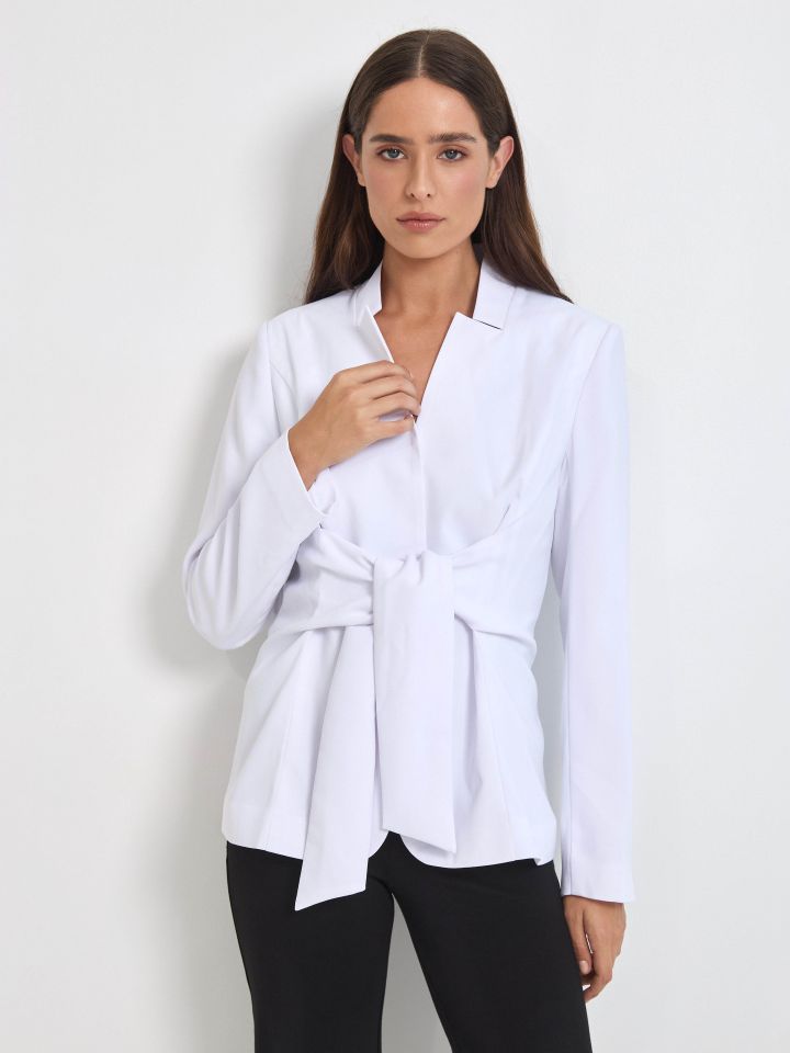 ג’קט קשירה PROMO בצבע לבן