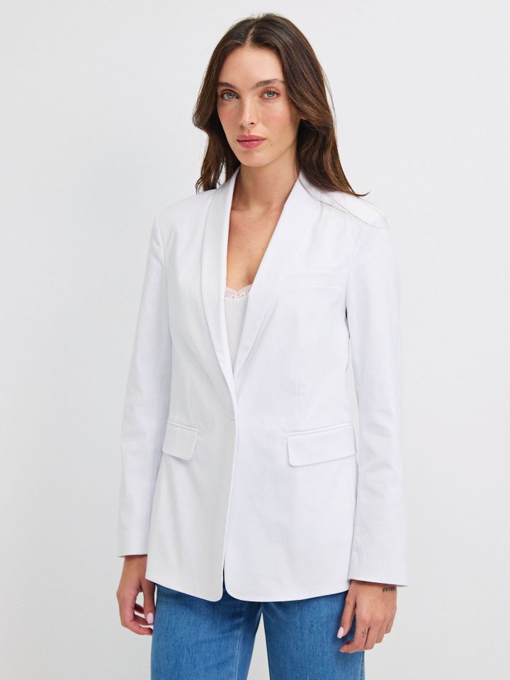 ג’קט כפתור אחד PROMO בצבע לבן