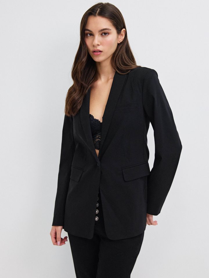 ג’קט כפתור אחד PROMO בצבע שחור