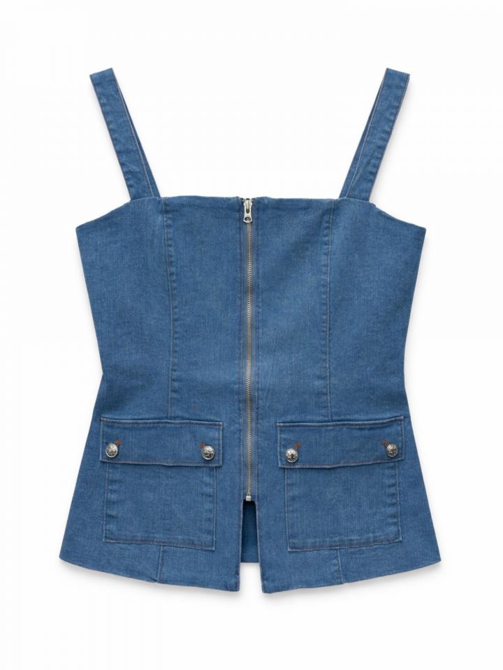 וסט ג’ינס רוכסן בצבע ג’ינס בהיר