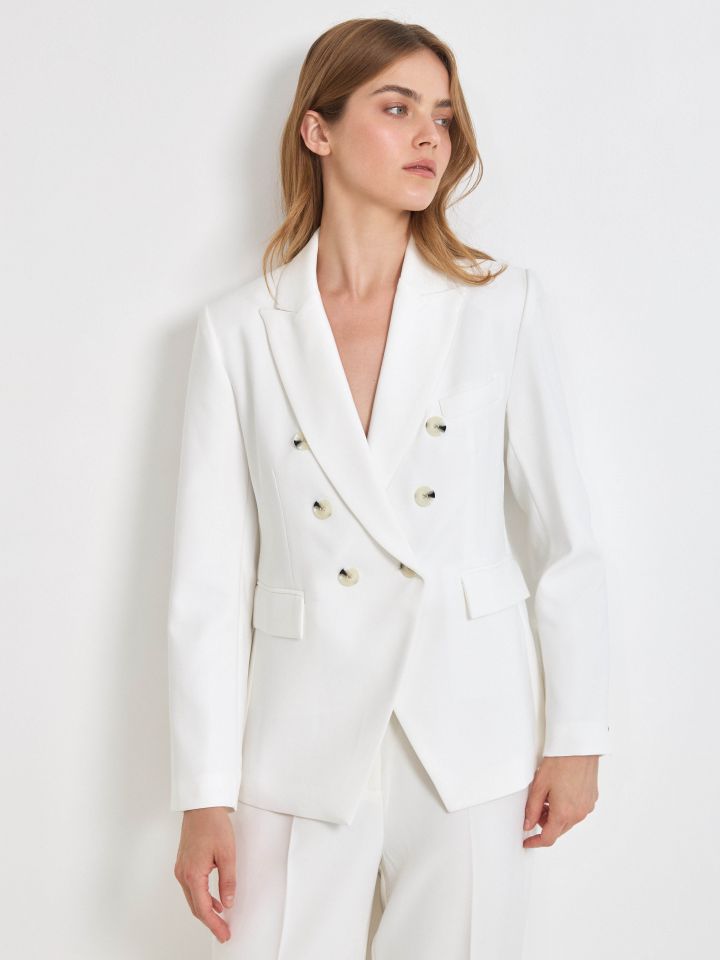 ג’קט כפתורים PROMO בצבע לבן