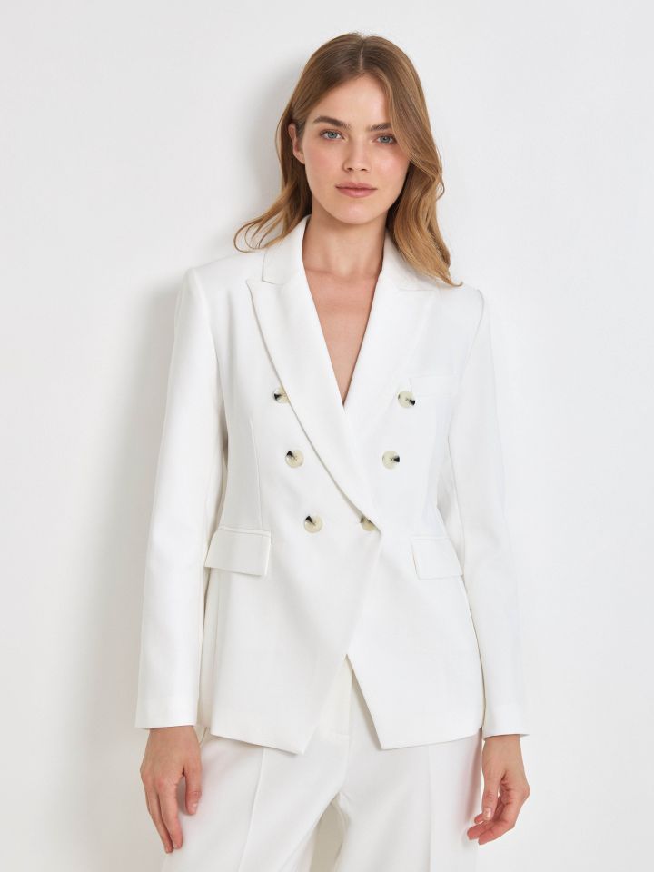 ג’קט כפתורים PROMO בצבע לבן