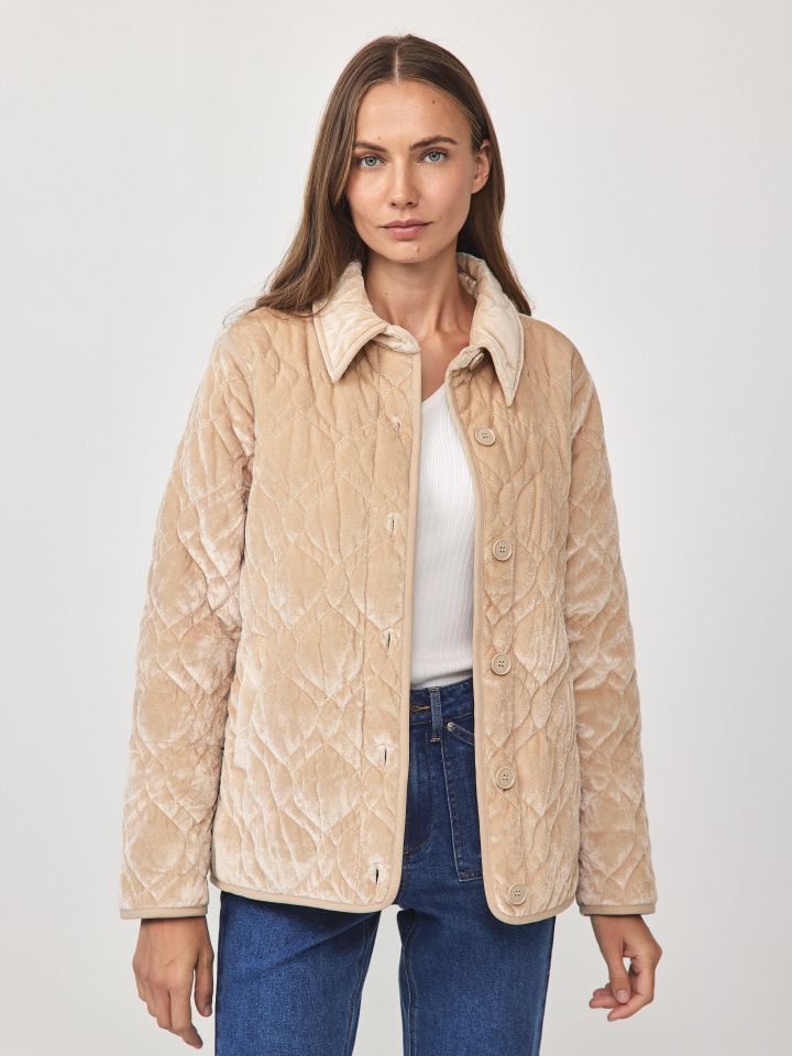 מעיל קטיפה PROMO בצבע בייז קפוצינו