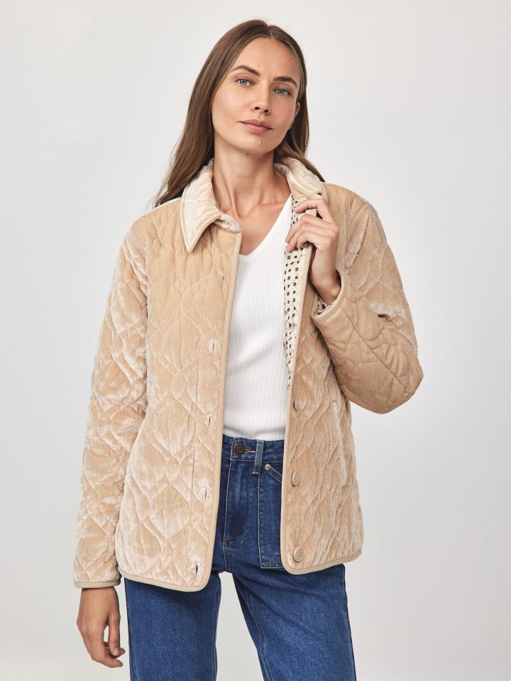 מעיל קטיפה PROMO בצבע בייז קפוצינו