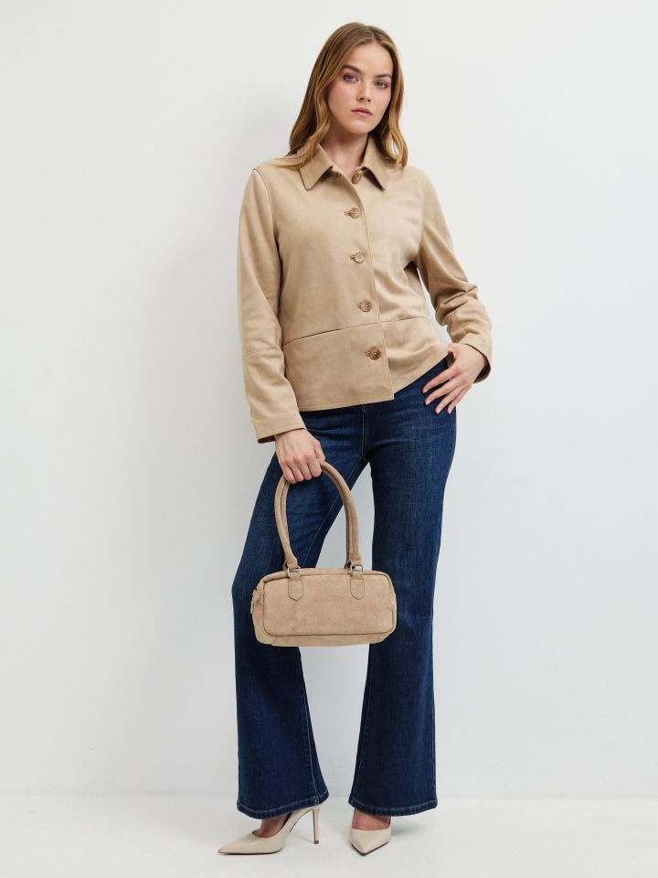 ג’קט דמוי זמש בצבע קוניאק