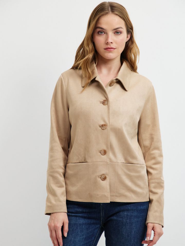 ג’קט דמוי זמש בצבע קוניאק