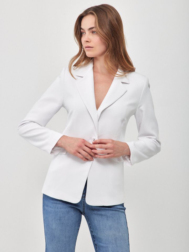 ג’קט כפתור אחד LONDON בצבע לבן