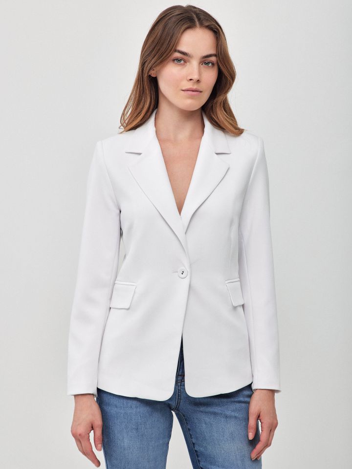 ג’קט כפתור אחד LONDON בצבע לבן