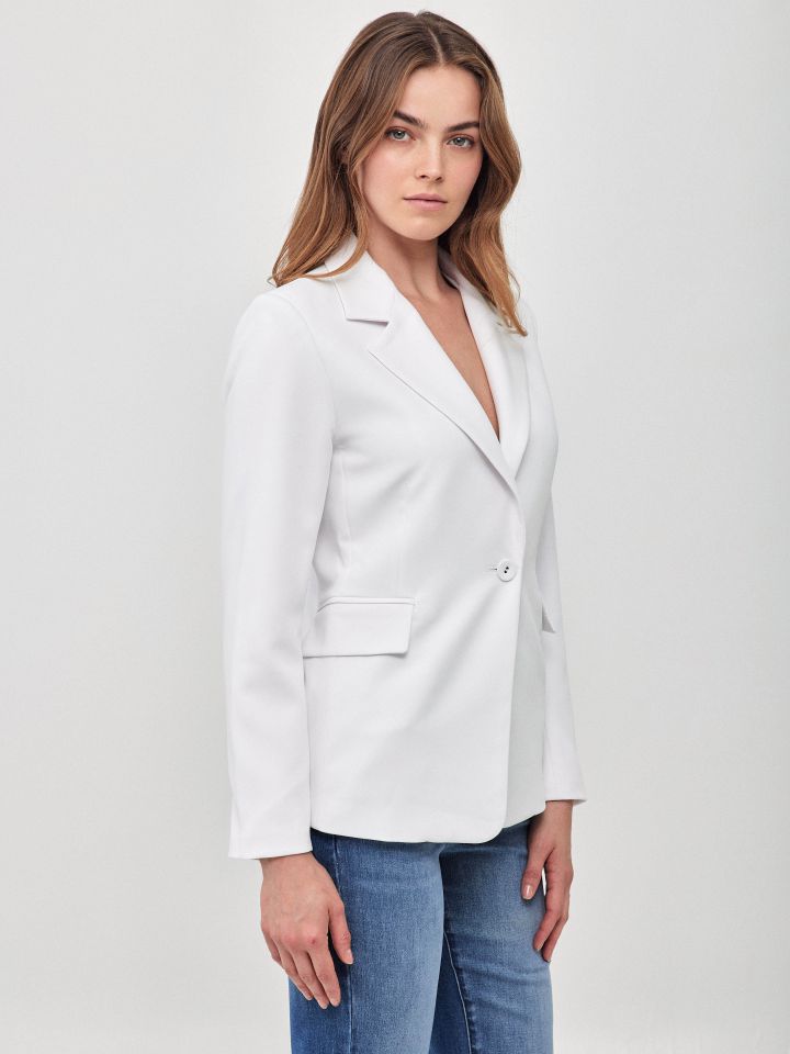 ג’קט כפתור אחד LONDON בצבע לבן