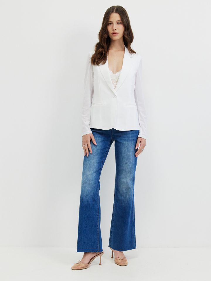 ג’קט שיפון בגב בצבע לבן