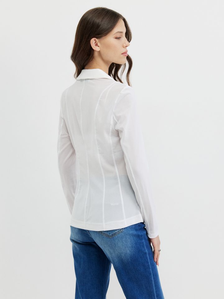 ג’קט שיפון בגב בצבע לבן