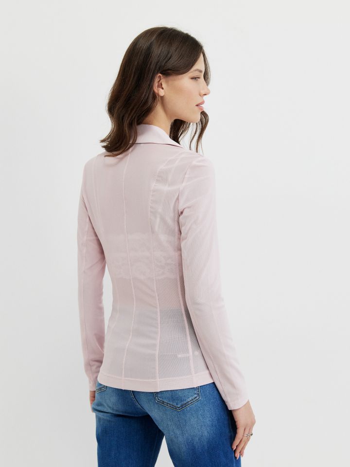 ג’קט שיפון בגב בצבע ורוד