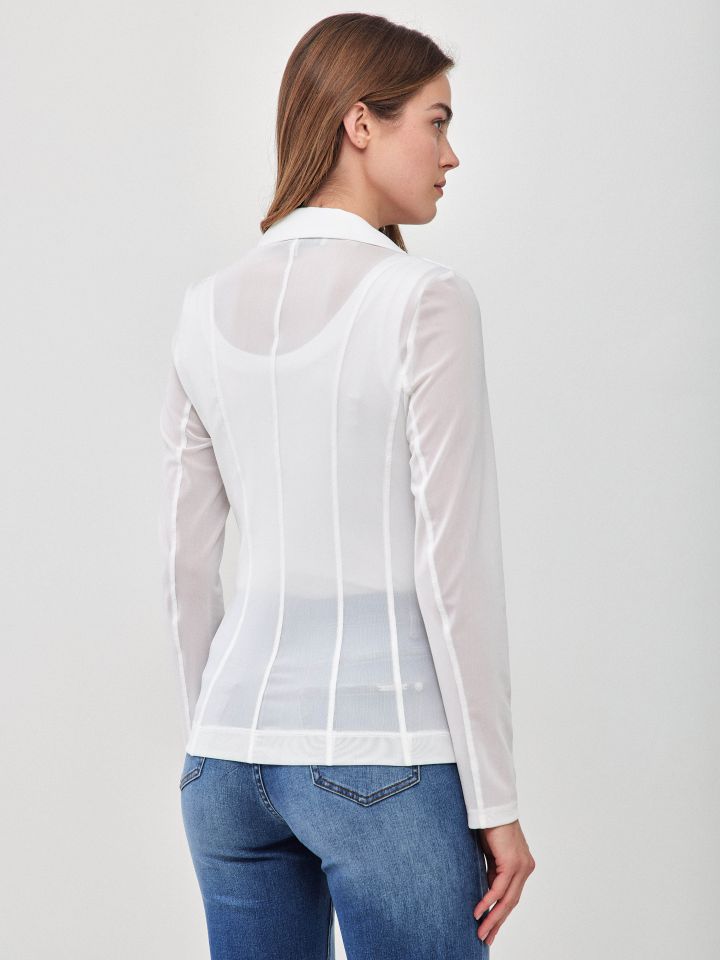 ג’קט שיפון בגב בצבע לבן