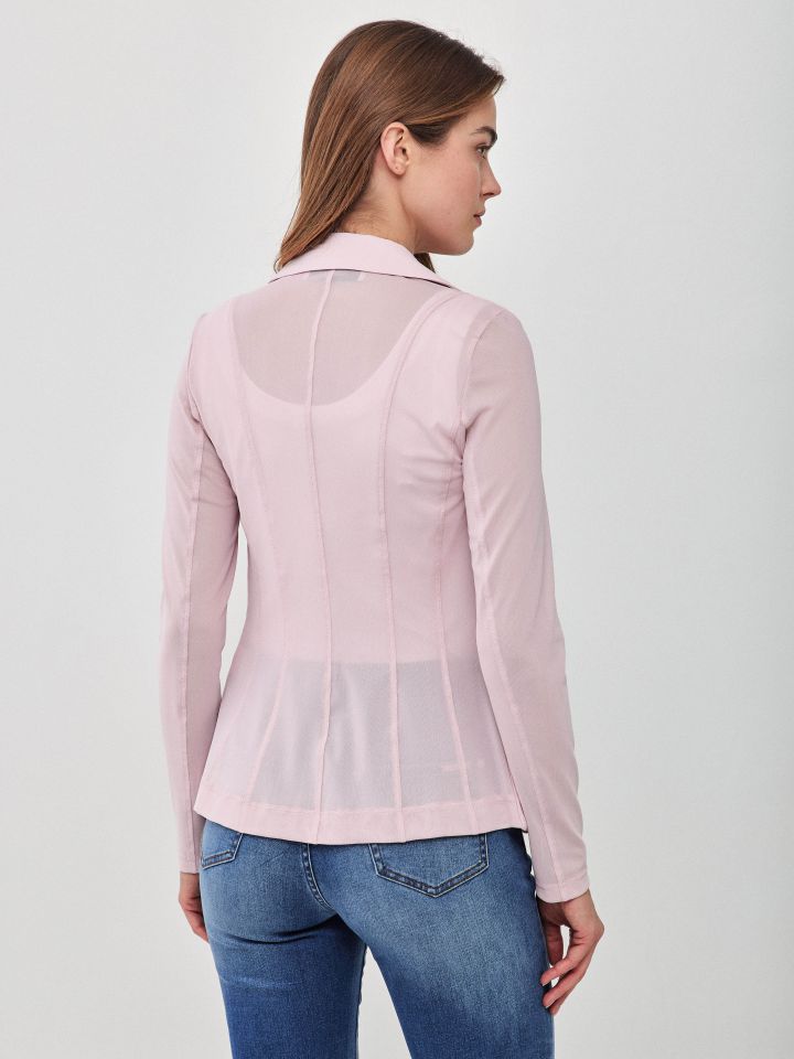 ג’קט שיפון בגב בצבע ורוד חדש