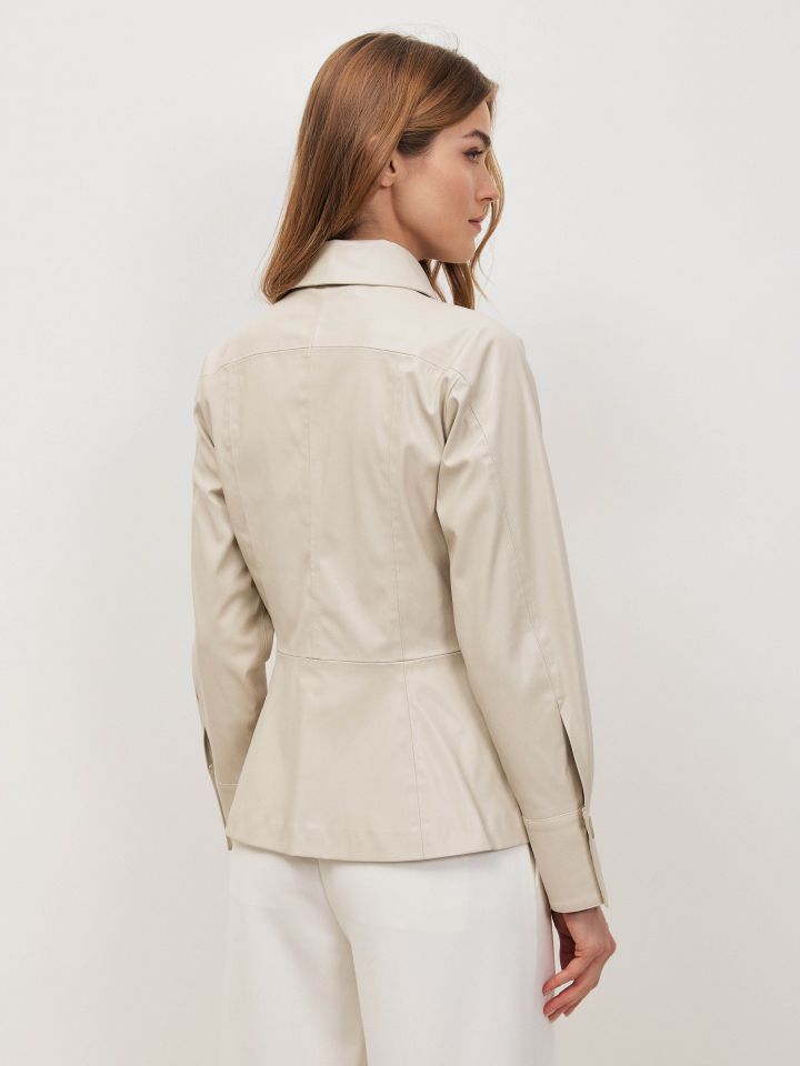 ג’קט דמוי עור PROMO בצבע אבן